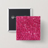 Glamor Hot Pink Glitter Vierkante Button 5,1 Cm (Voorkant /achterkant)