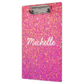 Glamor Hot Pink Gold Glitter Script op maat Klembord (Links)