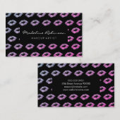 Glamor Hot Pink Violet Glitter Kisses Visitekaartje (Voorkant / Achterkant)
