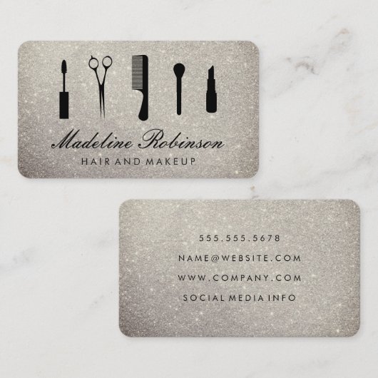 Glamor Kit met Elegant Glitter Visitekaartje (Voorkant / Achterkant)