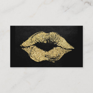 Glamor Lipstick Kiss Gold Glitter Visitekaartje