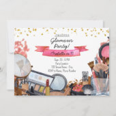 Glamor Makeup Birthday Party Invitation Kaart (Voorkant)