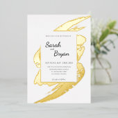 Glamor Modern Gold Foil Wedding Invitation Folie Uitnodiging (Staand Voorkant)