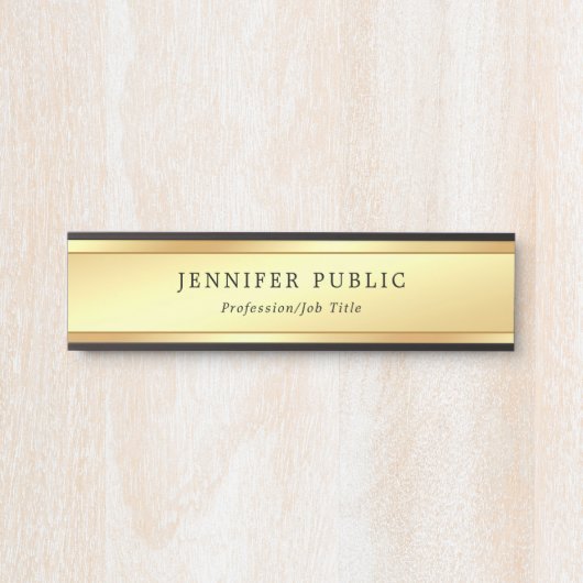 Glamor Modern Gold Kijk Sjabloon Verfijnd Deurbordje (Voorkant)