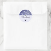 Glamor Navy Blue Glitter Handmade with Love Ronde Sticker (Tas)