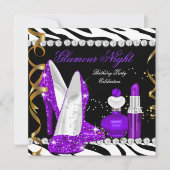 Glamor Night glitter Paars Gold Black Zebra Kaart (Voorkant)
