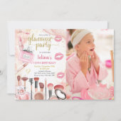 Glamor Party Glitz Glam Spa Girl Makeup Birthday Kaart (Voorkant)