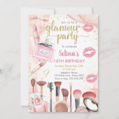 Glamor Party Glitz Glam Spa Girl Makeup Birthday Kaart (Voorkant)