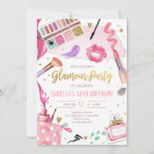 Glamor Party Glitz Glam Spa Girl Makeup Birthday Kaart (Voorkant)
