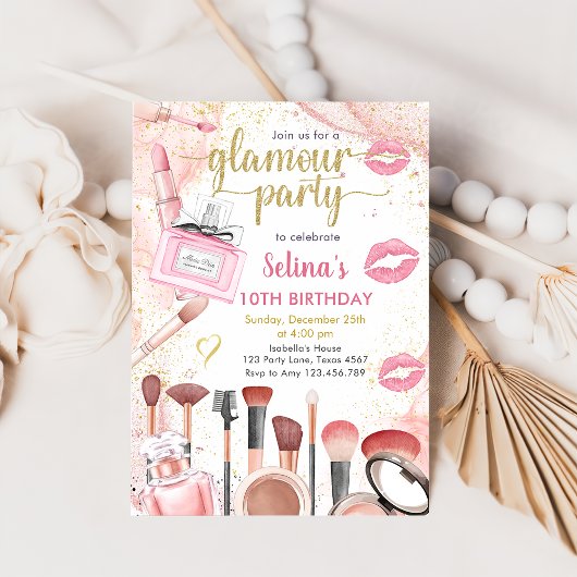Glamor Party Glitz Glam Spa Girl Makeup Birthday Kaart