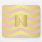 Glamor Pink en Gold Chevrons met monogram Muismat (Voorkant)