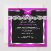 Glamor Pink Glitter Heels Silver Cocktail Party Kaart (Achterkant)