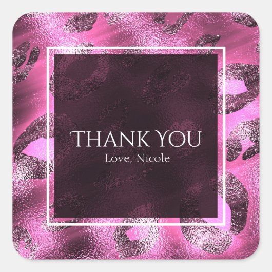Glamor Pink Leopard Print Party Favor Vierkante Sticker (Voorkant)