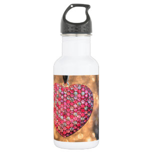 Glamor Pink Sparkle Valentijn Love Heart Waterfles