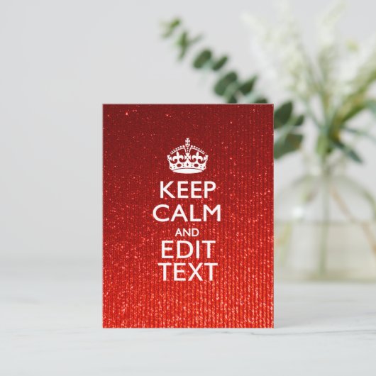 Glamor Red Festive Personalized Keep Calm Briefkaart (Staand voorkant)