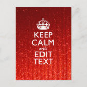Glamor Red Festive Personalized Keep Calm Briefkaart (Voorkant)