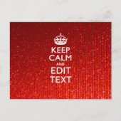 Glamor Red Festive Personalized Keep Calm Briefkaart (Voorkant)