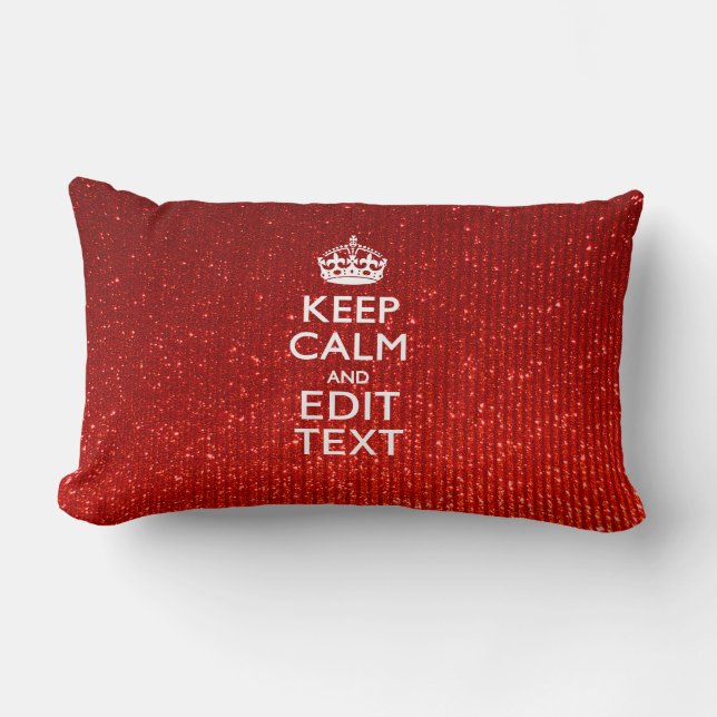 Glamor Red Festive Personalized Keep Calm Kussen (Voorkant)