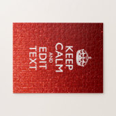 Glamor Red Festive Personalized Keep Calm Legpuzzel (Horizontaal)
