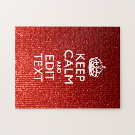 Glamor Red Festive Personalized Keep Calm Legpuzzel (Horizontaal)