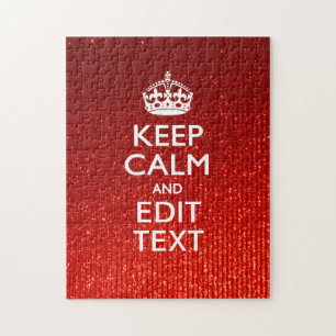 Glamor Red Festive Personalized Keep Calm Legpuzzel