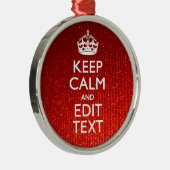 Glamor Red Festive Personalized Keep Calm Metalen Ornament (Rechts)