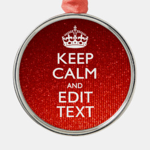 Glamor Red Festive Personalized Keep Calm Metalen Ornament