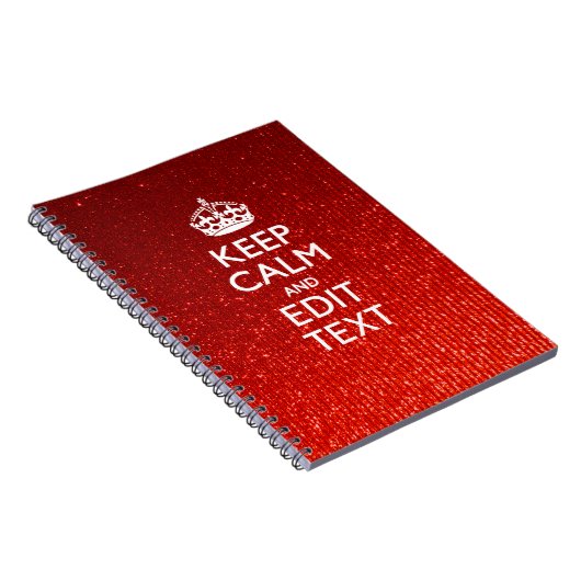 Glamor Red Festive Personalized Keep Calm Notitieboek (Rechterzijde)