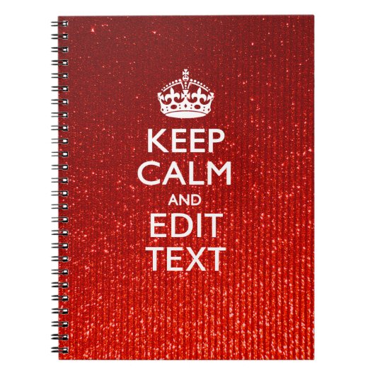 Glamor Red Festive Personalized Keep Calm Notitieboek (Voorkant)