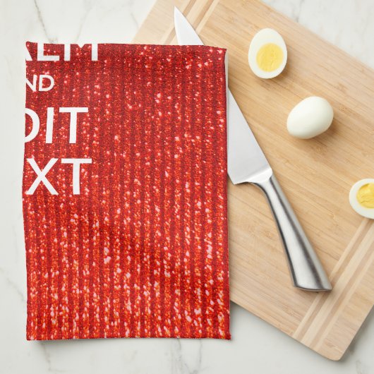 Glamor Red Festive Personalized Keep Calm Theedoek (Quarter Fold)