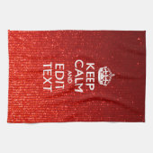 Glamor Red Festive Personalized Keep Calm Theedoek (Horizontaal)