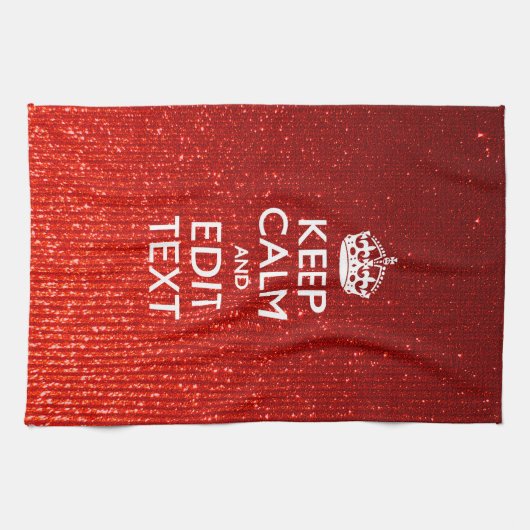 Glamor Red Festive Personalized Keep Calm Theedoek (Horizontaal)