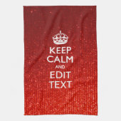 Glamor Red Festive Personalized Keep Calm Theedoek (Verticaal)