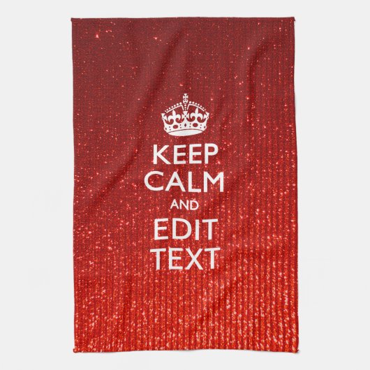 Glamor Red Festive Personalized Keep Calm Theedoek (Verticaal)