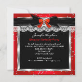 Glamor Red Glitter Heels Silver Champagne Party 2 Kaart (Achterkant)