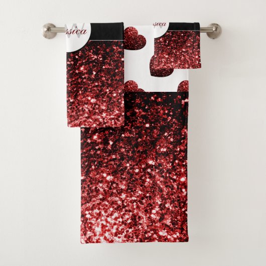 Glamor Red Glitter sparkles Bad Handdoek (Insitu)