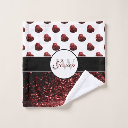 Glamor Red Glitter sparkles Bad Handdoek (Wasdoekje)