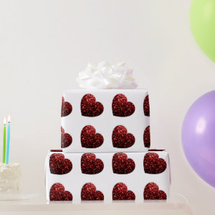 Glamor Red Glitter sparkles Hartpatroon Cadeaupapier