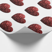 Glamor Red Glitter sparkles Hartpatroon Cadeaupapier (Hoek)