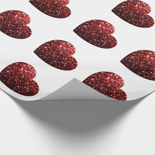 Glamor Red Glitter sparkles Hartpatroon Cadeaupapier (Hoek)