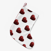 Glamor Red Glitter sparkles Hartpatroon Kleine Kerstsok (Voorkant (Hangend))
