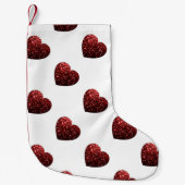 Glamor Red Glitter sparkles Hartpatroon Kleine Kerstsok (Voorkant)