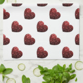 Glamor Red Glitter sparkles Hartpatroon Theedoek (Gevouwen)