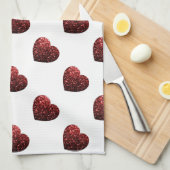 Glamor Red Glitter sparkles Hartpatroon Theedoek (Quarter Fold)