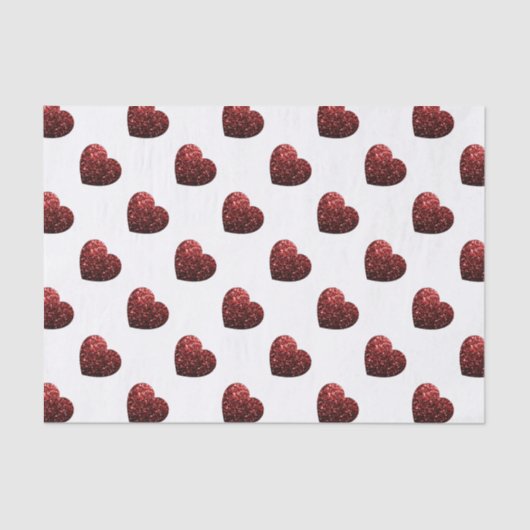Glamor Red Glitter sparkles Hartpatroon Tissuepapier (Voorkant)