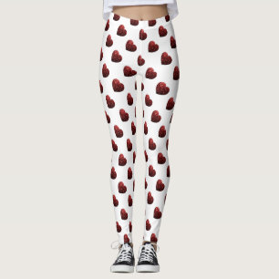 Glamor Red Glitter sparkles Hartpatroon wit Leggings