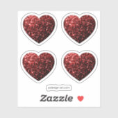Glamor Red Glitter sparkles Hearts Sticker (Vel)