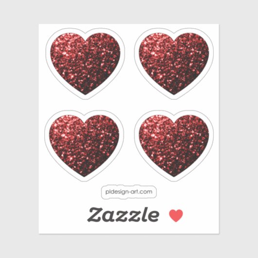 Glamor Red Glitter sparkles Hearts Sticker (Vel)