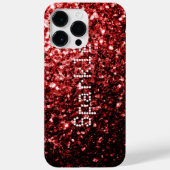 Glamor Red Glitter sparkles Personaliseert Case-Mate iPhone Case (Achterkant)