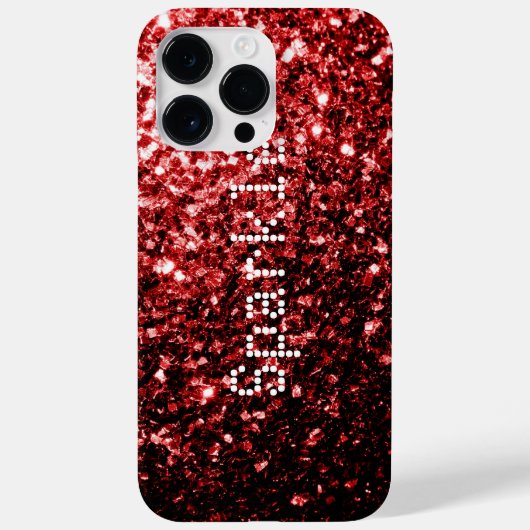 Glamor Red Glitter sparkles Personaliseert Case-Mate iPhone Case (Achterkant)